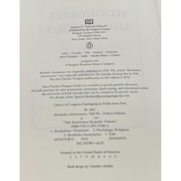 Alcoholics Anonymous: 75th Anniversary Keepsake Edition HC 2014 1st Edition Text - Picture 4 of 4